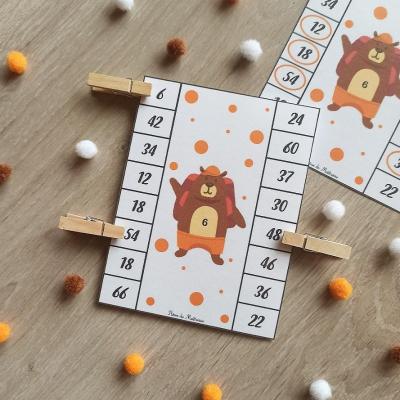 Les cartes à pinces des multiplications